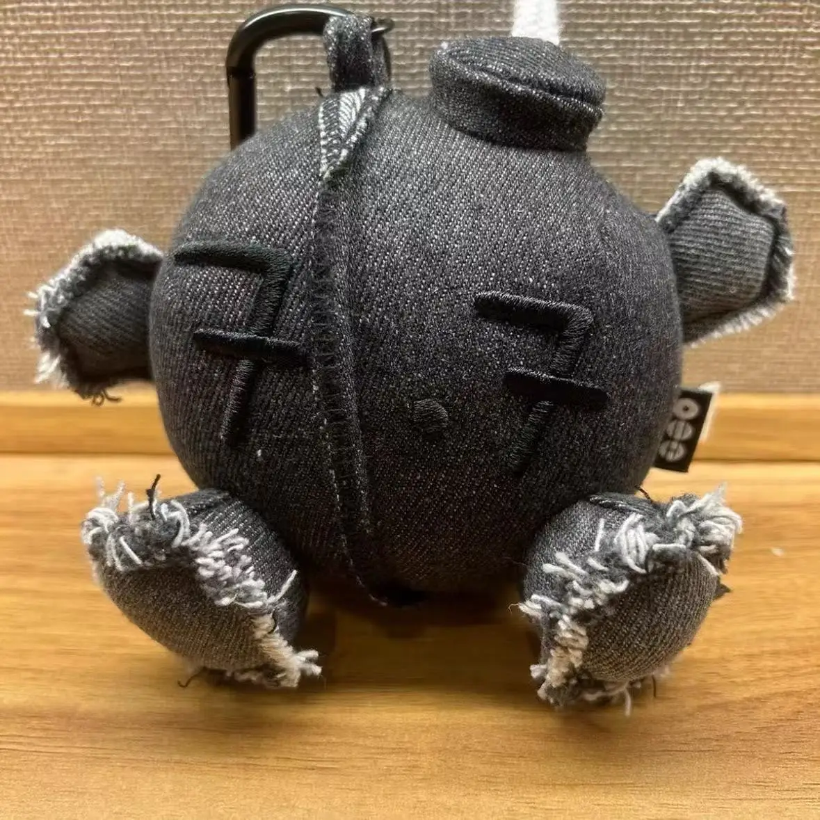 10cm Kawaii In Stock Black Denim Ball Peripheral Plush Keychains Coal Stove Pendant Plush Toy Christmas Birthday Gift For Fans