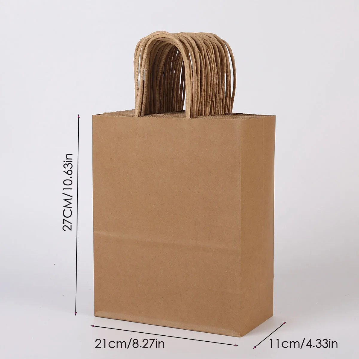 10pcs/lot Kraft Paper Bag with Handles Gift Packing Bags for Store Clothes Wedding Christmas Supplies Handbags Kit