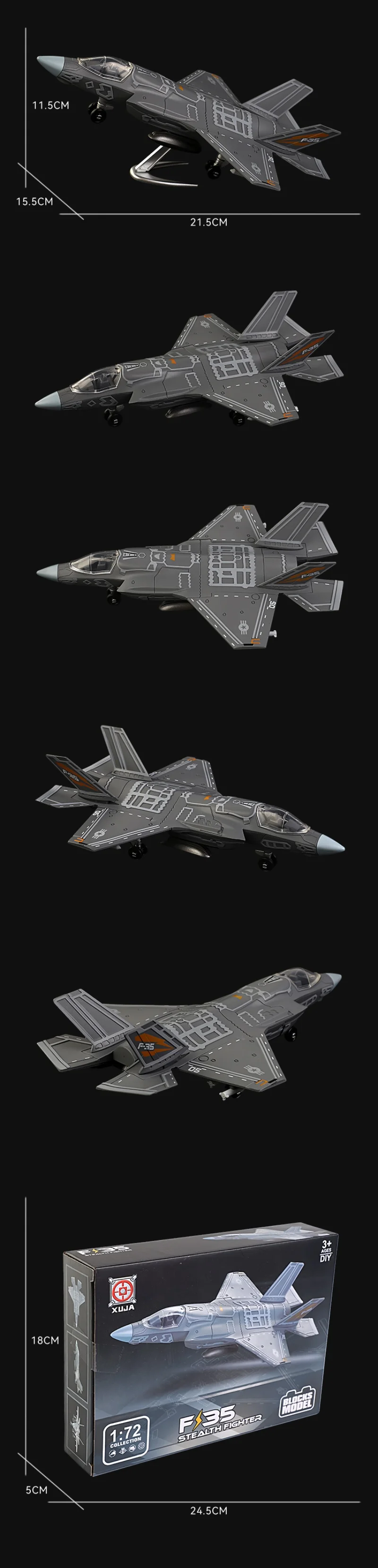 1/72 Amercia F-35 Stealth Fighter Lightning II Model Creative Military Series Building Blocks Assembled Toys For Christmas Gifts