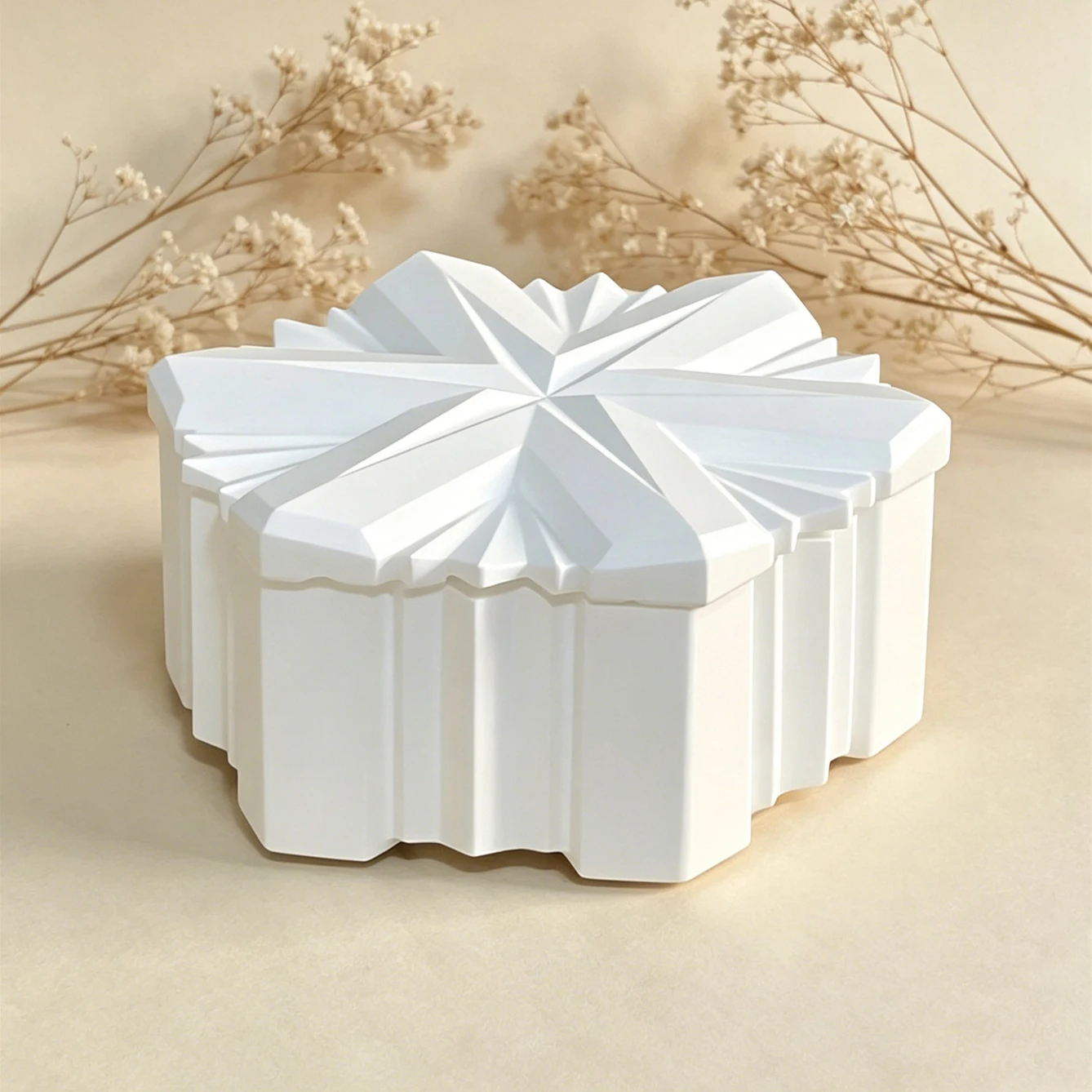 Christmas Snowflake Star Hexagram Silicone Mold with Lid, DIY Storage Box for Resin Candle Plaster, Xmas Handmade Decor Gift