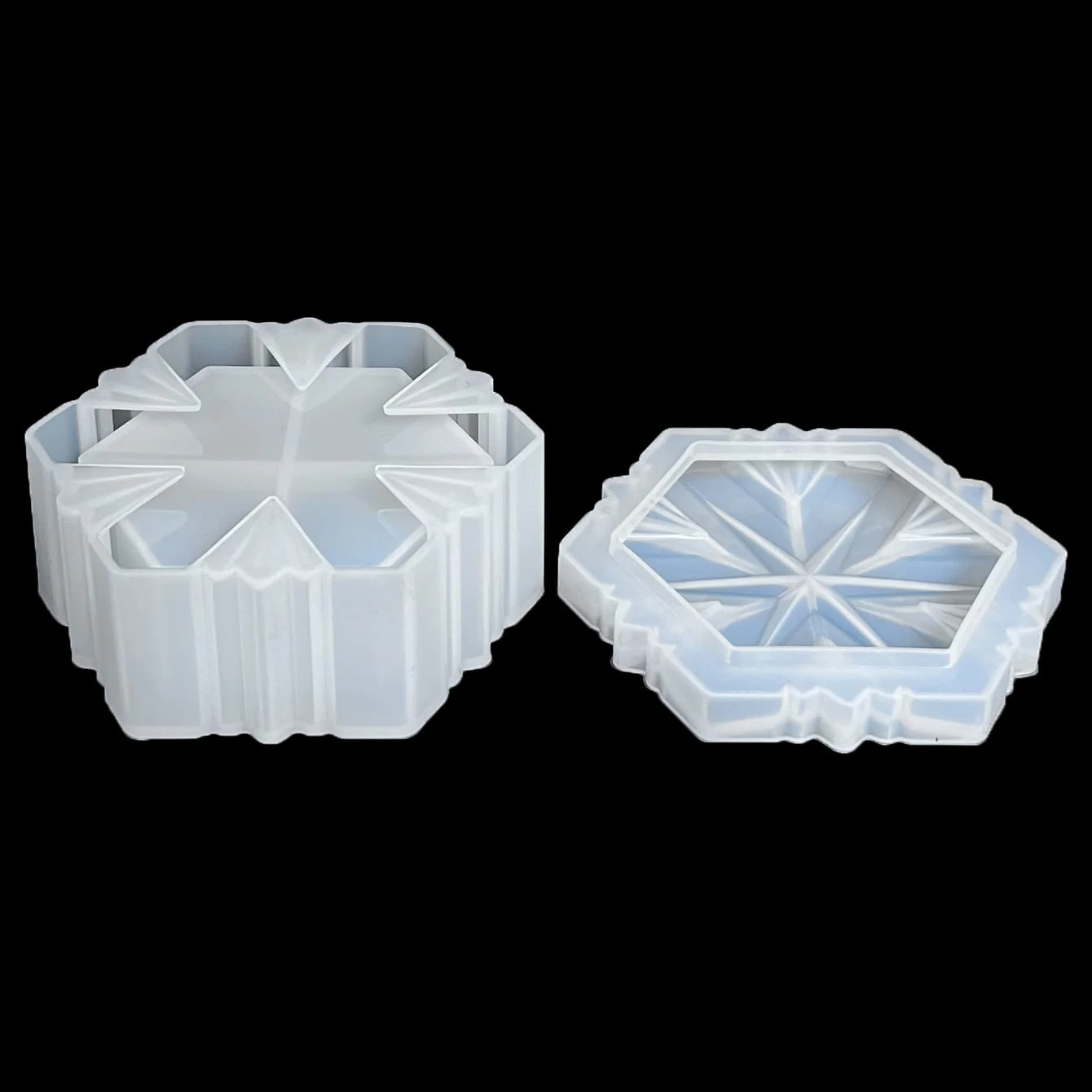 Christmas Snowflake Star Hexagram Silicone Mold with Lid, DIY Storage Box for Resin Candle Plaster, Xmas Handmade Decor Gift