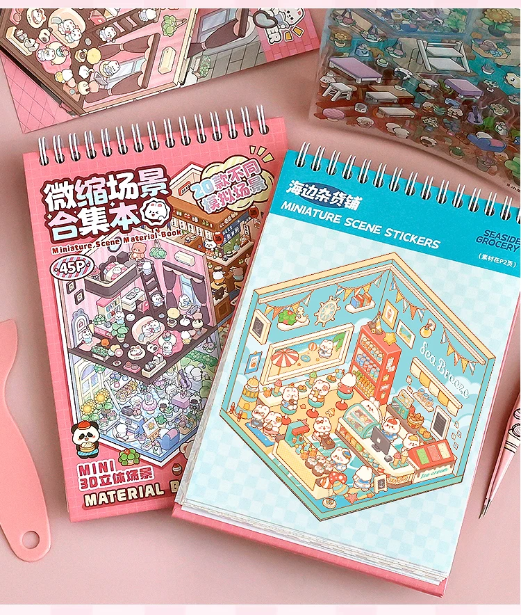 20Pcs 20in1 3D Cartoon Sticker Book | DIY Scenes Creative Gift for Kids, Portable Sticker Album for Birthday Christmas Crafts
