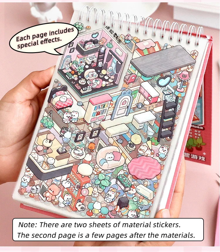 20Pcs 20in1 3D Cartoon Sticker Book | DIY Scenes Creative Gift for Kids, Portable Sticker Album for Birthday Christmas Crafts