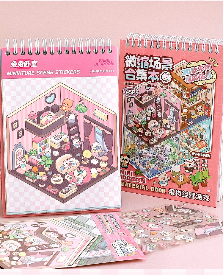 20Pcs 20in1 3D Cartoon Sticker Book | DIY Scenes Creative Gift for Kids, Portable Sticker Album for Birthday Christmas Crafts