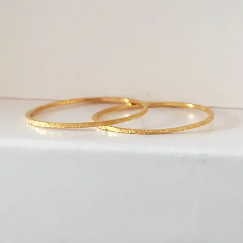 Minimalist Thin Matte Stainless Steel Rings for Women Korean Women's Girls Jewelry Christmas Thin Band Ring Set 18K Gold Plated