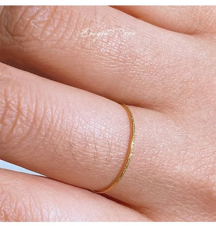 Minimalist Thin Matte Stainless Steel Rings for Women Korean Women's Girls Jewelry Christmas Thin Band Ring Set 18K Gold Plated