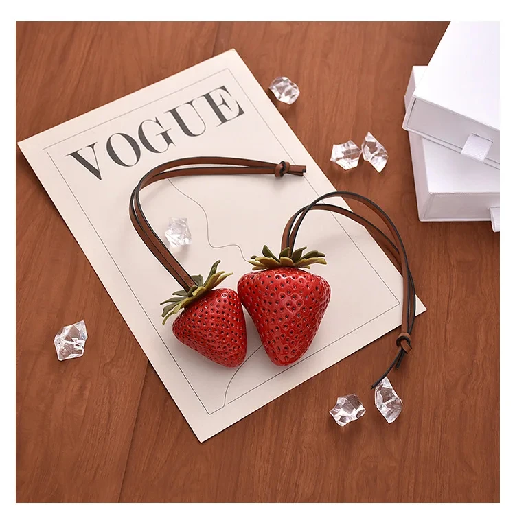 3D Resin Strawberry Bag Charm Cute Keychain Pendant for Phone Lanyard Bag Accessories Jewelry For Christmas