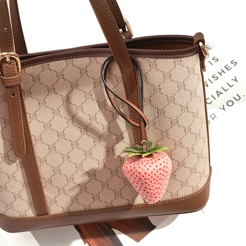 3D Resin Strawberry Bag Charm Cute Keychain Pendant for Phone Lanyard Bag Accessories Jewelry For Christmas