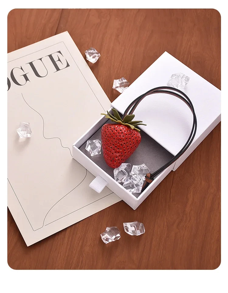 3D Resin Strawberry Bag Charm Cute Keychain Pendant for Phone Lanyard Bag Accessories Jewelry For Christmas