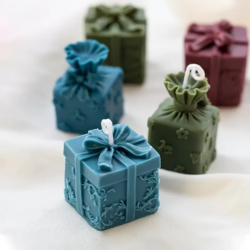 3D Square Gift Box Aromatherapy Candle Silicone Mold Making DIY Christmas Gift Box Decoration Gypsum Resin Mold