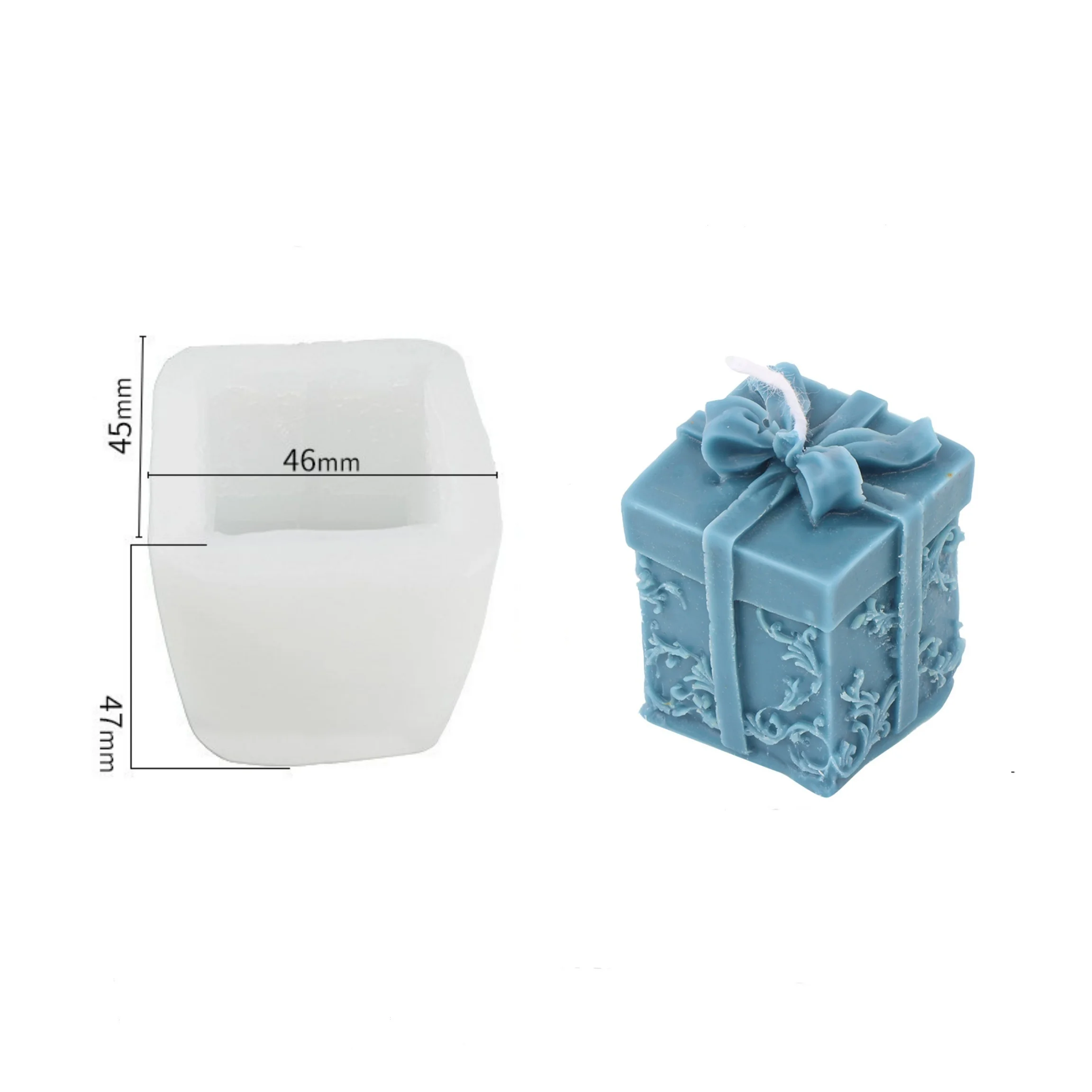 3D Square Gift Box Aromatherapy Candle Silicone Mold Making DIY Christmas Gift Box Decoration Gypsum Resin Mold