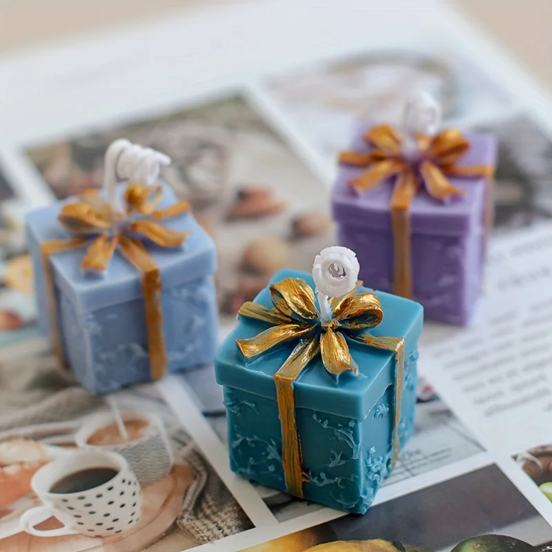 3D Square Gift Box Aromatherapy Candle Silicone Mold Making DIY Christmas Gift Box Decoration Gypsum Resin Mold