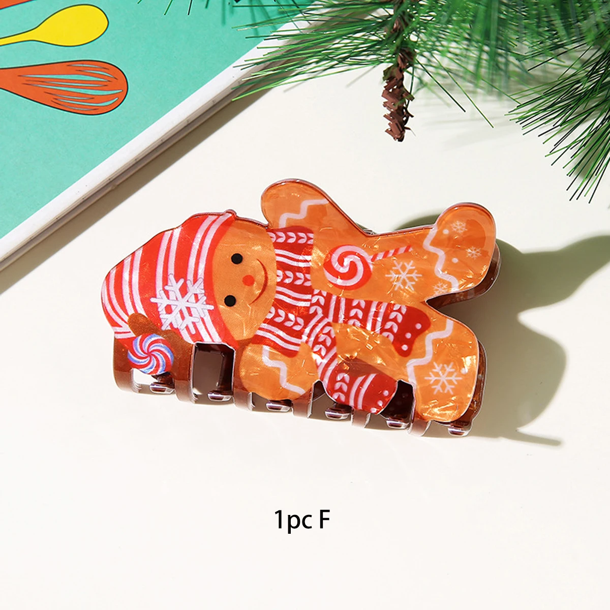 Christmas Santa Snowman Scratch Clip, Cartoon Versatile Shark Clip Holiday Atmosphere Hairpin, Gingerbread Man Christmas Hair Or