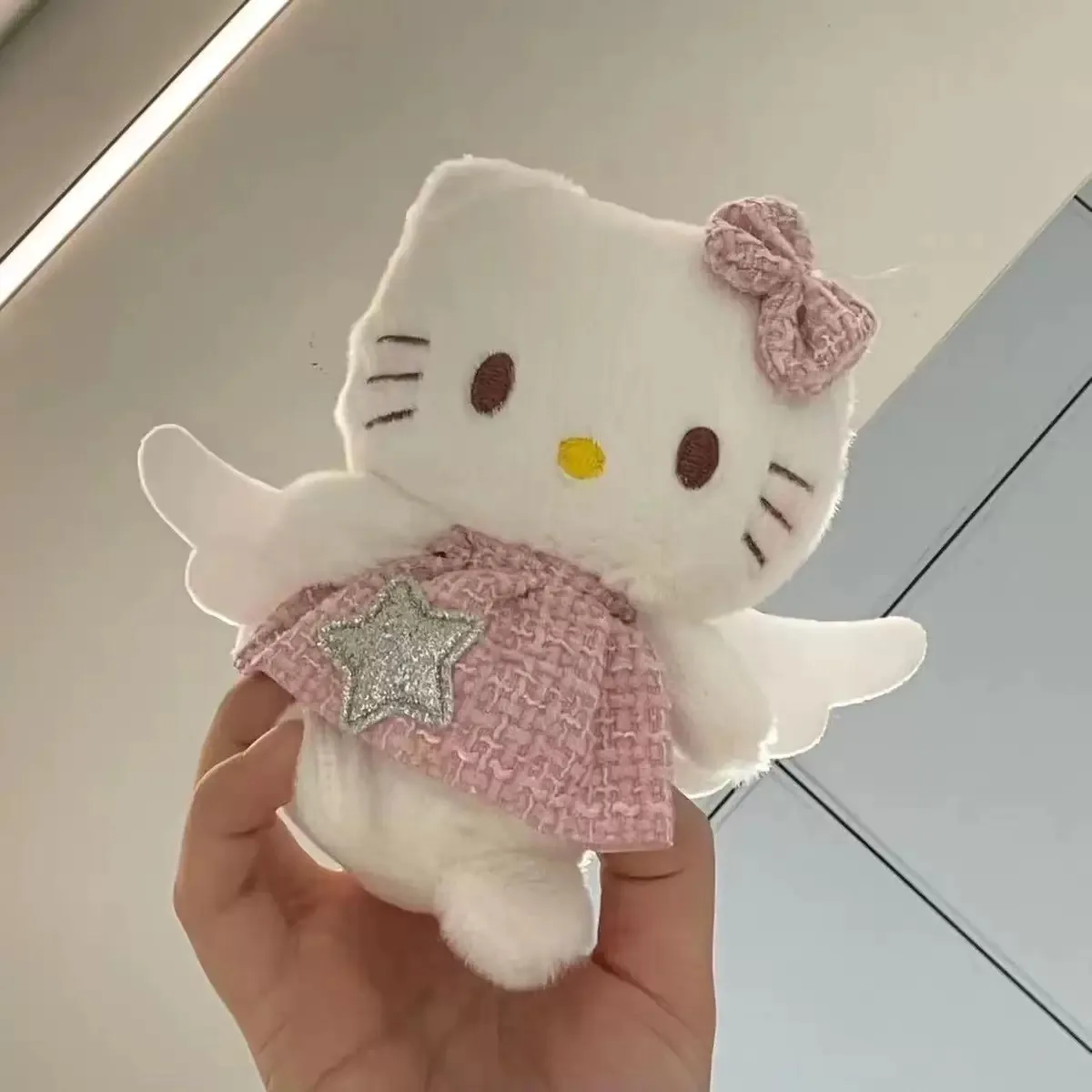 Hello Kitty Sanrio 15Cm Keychain Plush Angel Ins Doll Kawaii Pendant Anime Cartoon Plushie Toy Christmas Gifts For Children