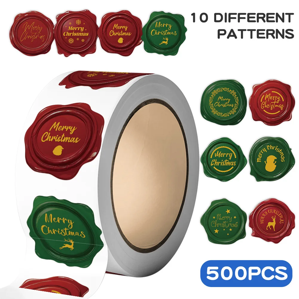 500pcs 1 inch Round Transparent Merry Christmas Stickers Self Adhesive Holiday Stickers For Christmas Decor Wedding Party Cards