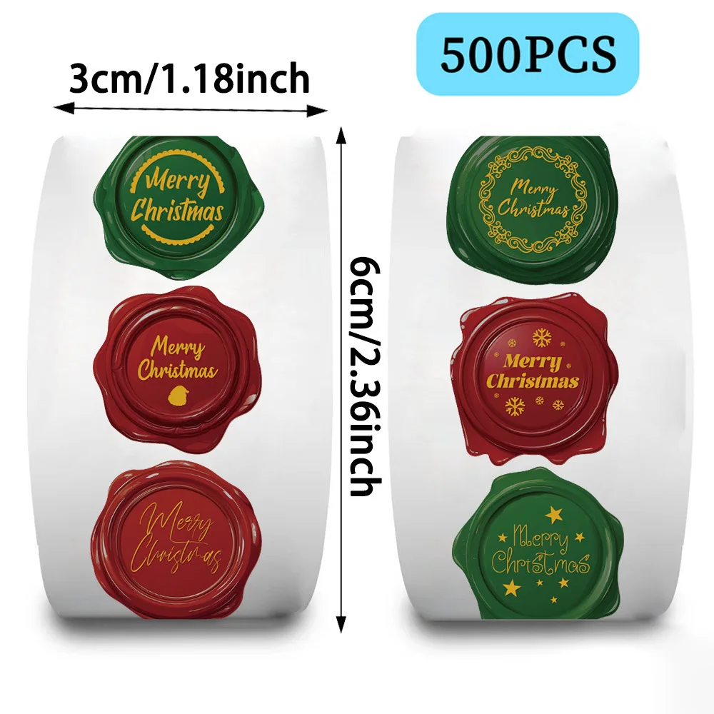 500pcs 1 inch Round Transparent Merry Christmas Stickers Self Adhesive Holiday Stickers For Christmas Decor Wedding Party Cards