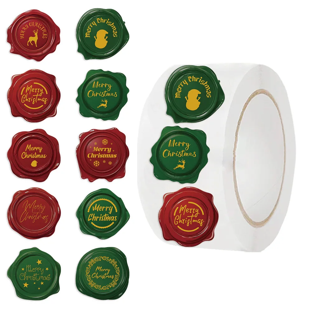 500pcs 1 inch Round Transparent Merry Christmas Stickers Self Adhesive Holiday Stickers For Christmas Decor Wedding Party Cards