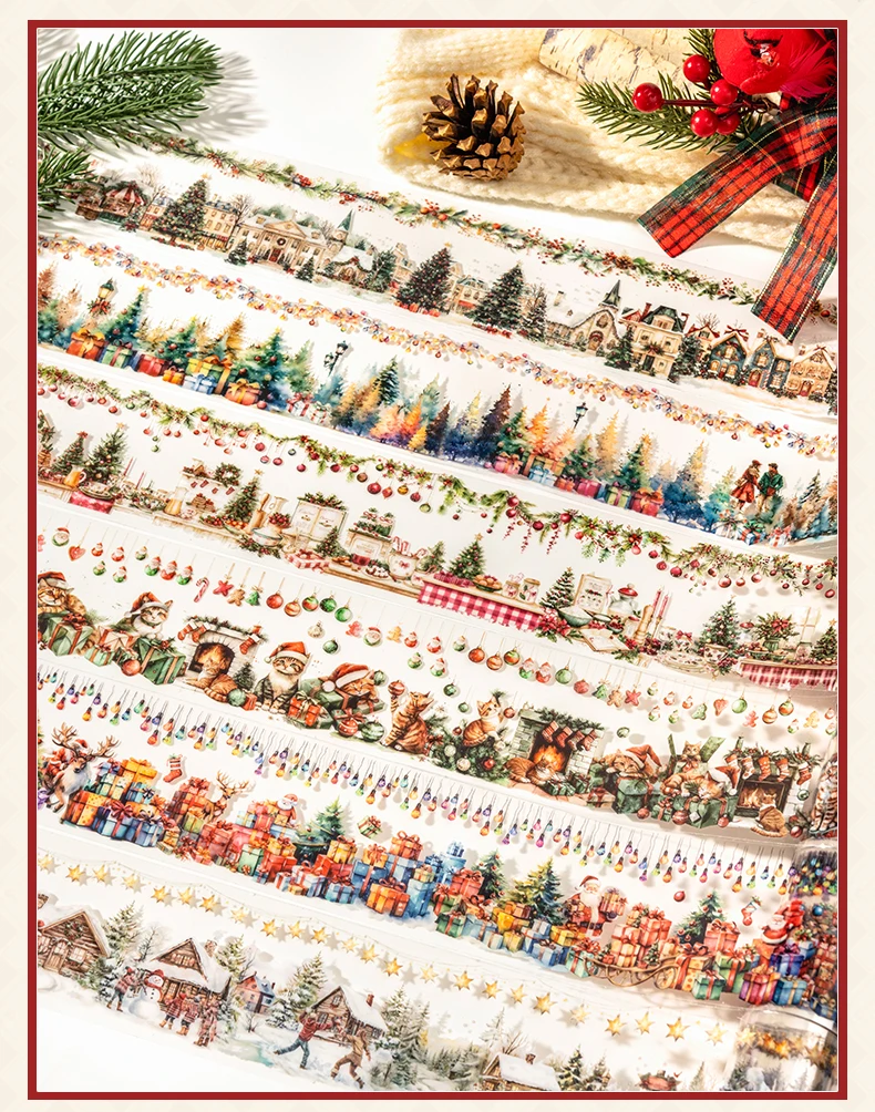 65mm * 2m/roll Christmas Eve Series PET Sticker Creative DIY Handmade Scrapbook Diary Aesthetics Stationery Sticker Masking Tape