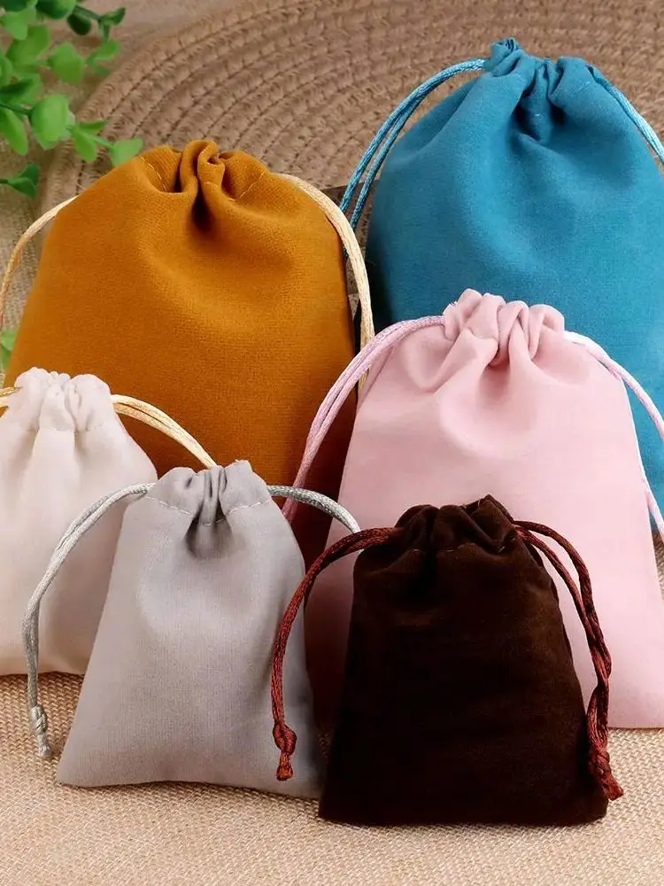 10pcs 5x7cm Mixed Color Velvet Gift Bags High Quality Soft Velvet Christmas Jewelry Gift Display Packaging Drawstring Pouches