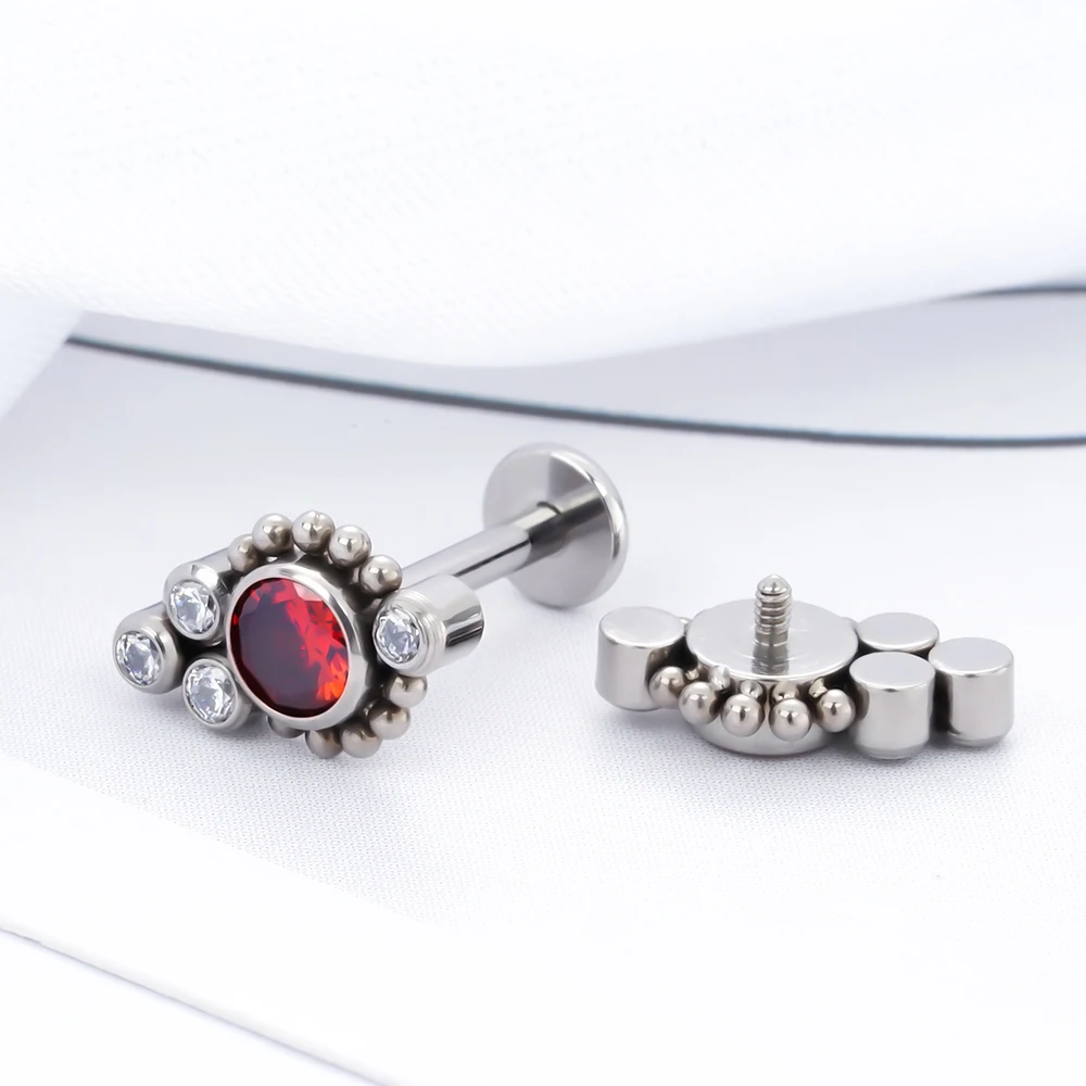 G23 Titanium ASTM F136 Cartilage Ear Studs Zircon Opal Agate Labret Lip Tragus Christmas Gift Piercing Jewelry For Women