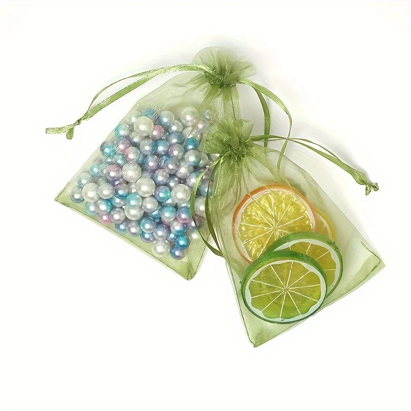 100PCS Organza Bags Mesh Organza Jewelry Bags Drawstring, Small Drawstring Favor Pouches Christmas Candy Wedding Birthday