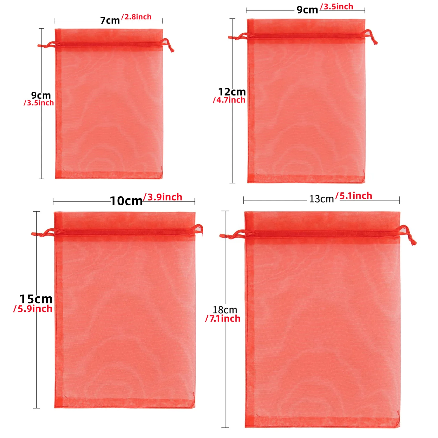 100PCS Organza Bags Mesh Organza Jewelry Bags Drawstring, Small Drawstring Favor Pouches Christmas Candy Wedding Birthday