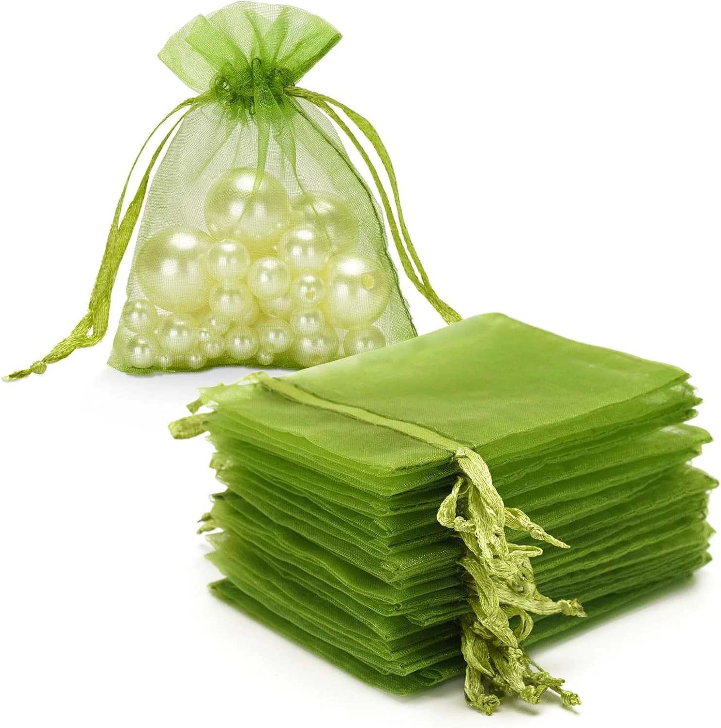 100PCS Organza Bags Mesh Organza Jewelry Bags Drawstring, Small Drawstring Favor Pouches Christmas Candy Wedding Birthday