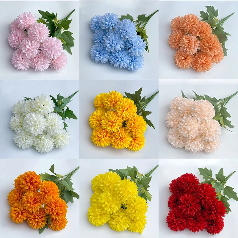 Artificial Flower Bouquet Chrysanthemum Wedding Home Christmas Bride Bouquet Craft Scrapbooking Wreath Props Table Party Decor