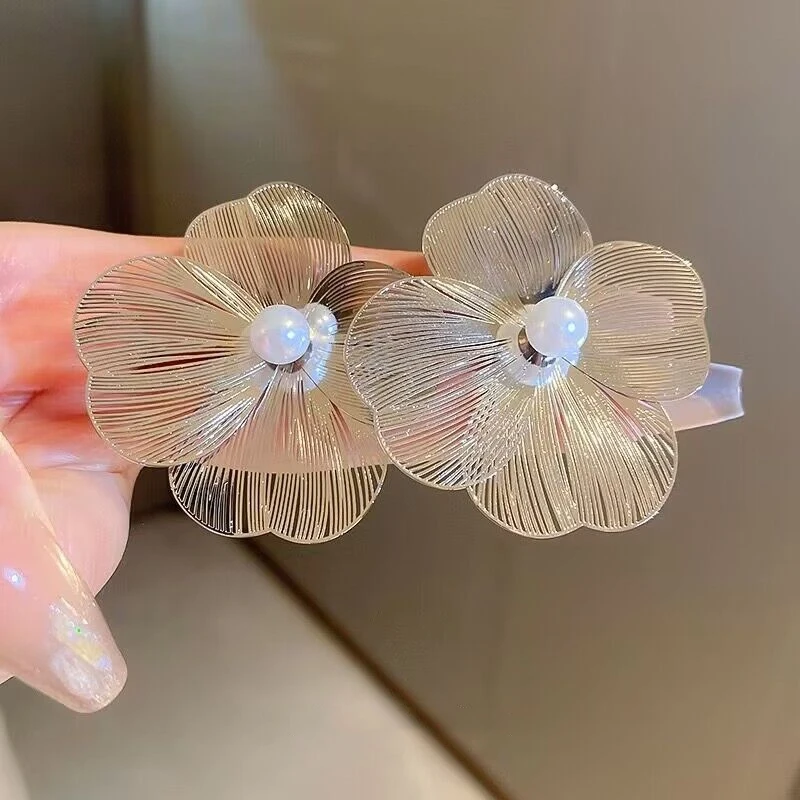Large Flower Pearl earrings for women luxury design study earrings for women Korean fashion jewelry accessories Christmas gift