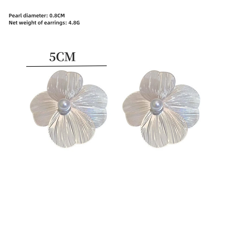 Large Flower Pearl earrings for women luxury design study earrings for women Korean fashion jewelry accessories Christmas gift