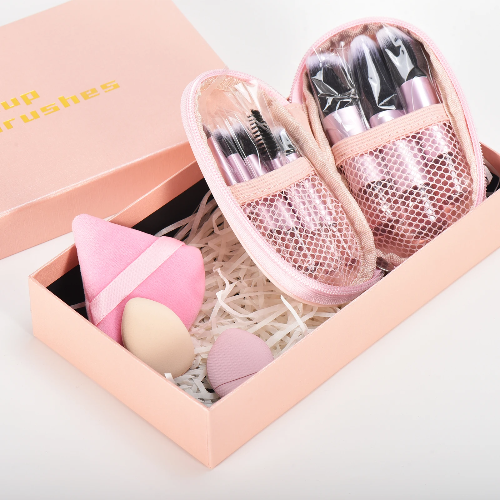 10 color Mini makeup brush Travel portable Makeup Tool Makeup Puff - Palm Brush Professional Makeup tool set Christmas gift