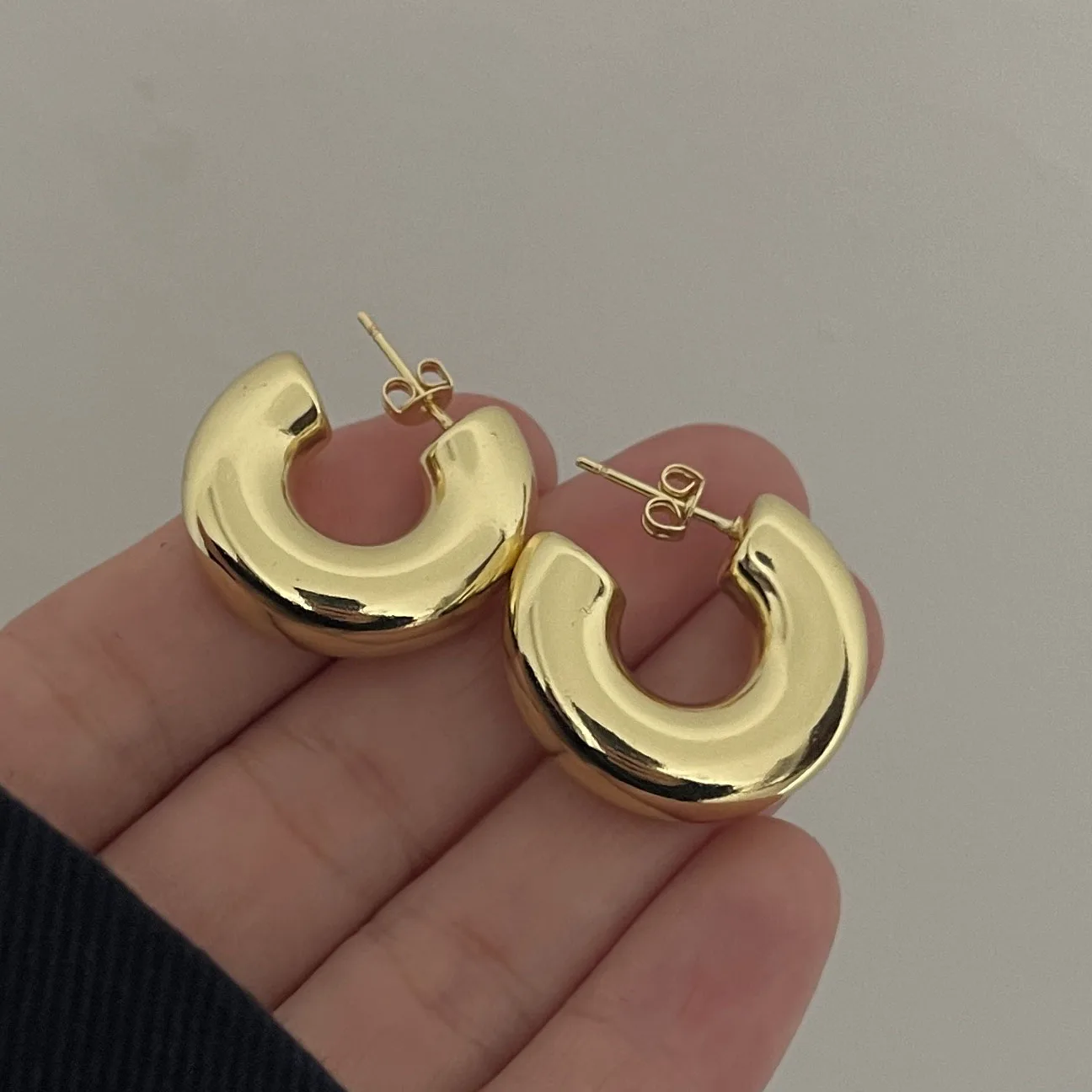 925 Sterling Silver Earrings For Women Trendy Simple Heavy Circle Earring Jewelry Prevent Allergy Party Christmas Accessories