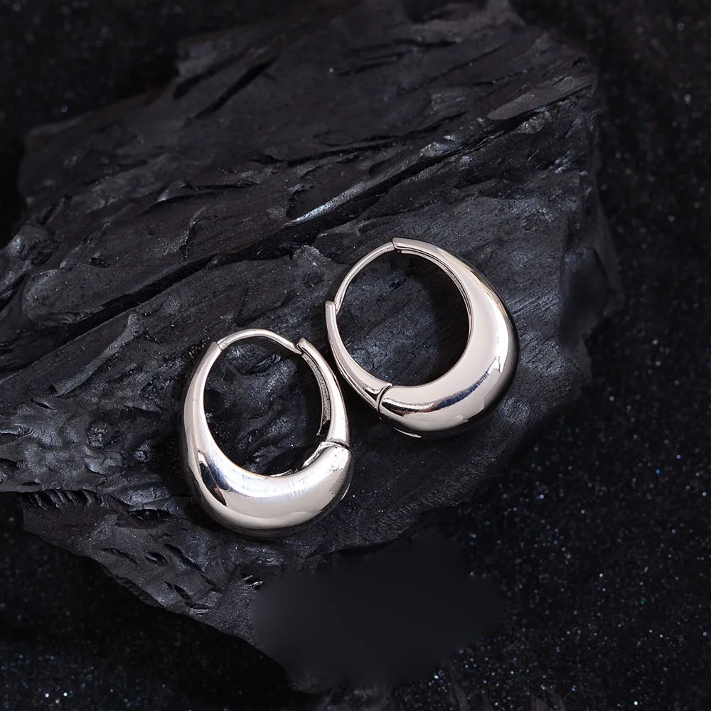925 Sterling Silver Earrings For Women Trendy Simple Heavy Circle Earring Jewelry Prevent Allergy Party Christmas Accessories