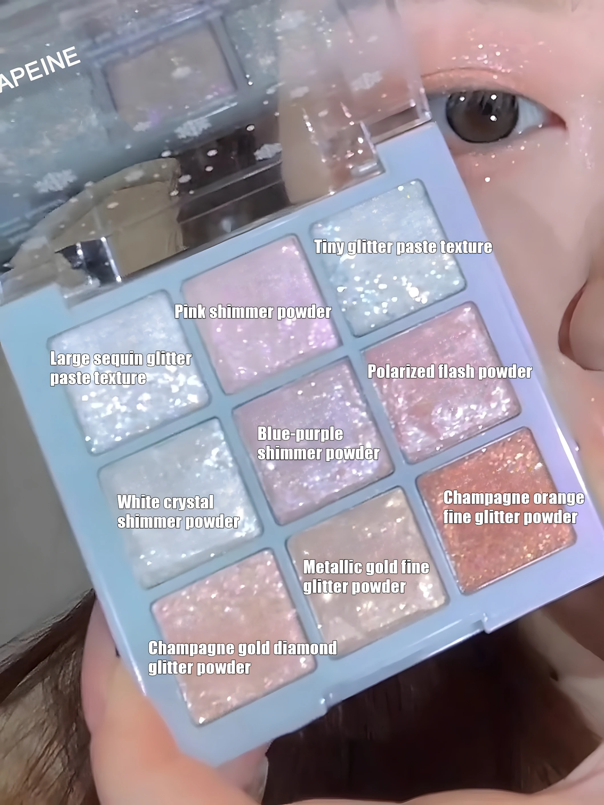 Christmas Snowflake 9-Color Eyeshadow Palette - Fine, Easy-To-Apply Powder With Sparkling Chameleon & Pearlescent Shades In Cora