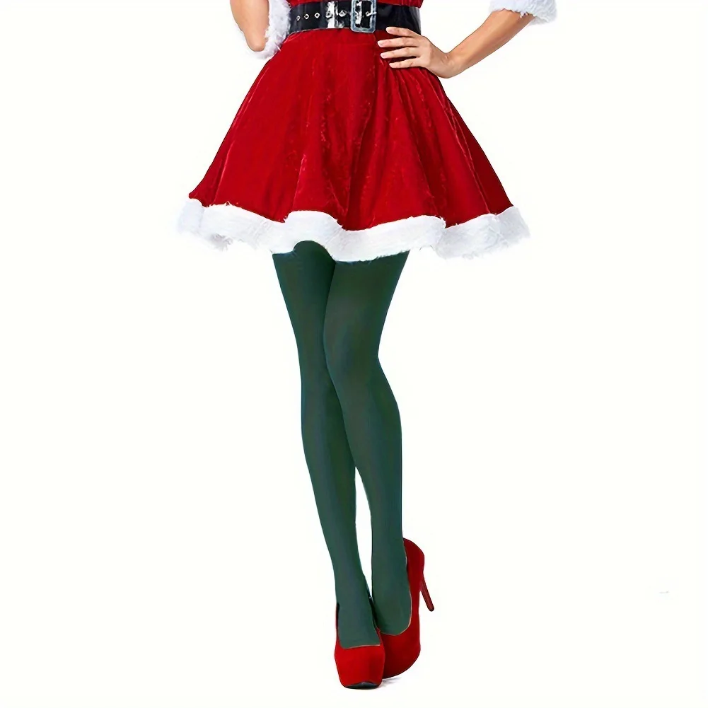 Plus Size Women Sexy Long Stockings Candy Color Velvet Pantyhose Halloween Christmas Socks Party Solid Color Jumpsuit Stockings#