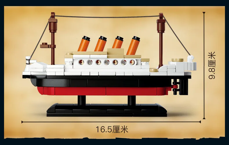 City Series Classic Titanic Ship Small Set Boat Building Blocks DIY Creative Bricks Set Model Toys for Children Christmas Gift