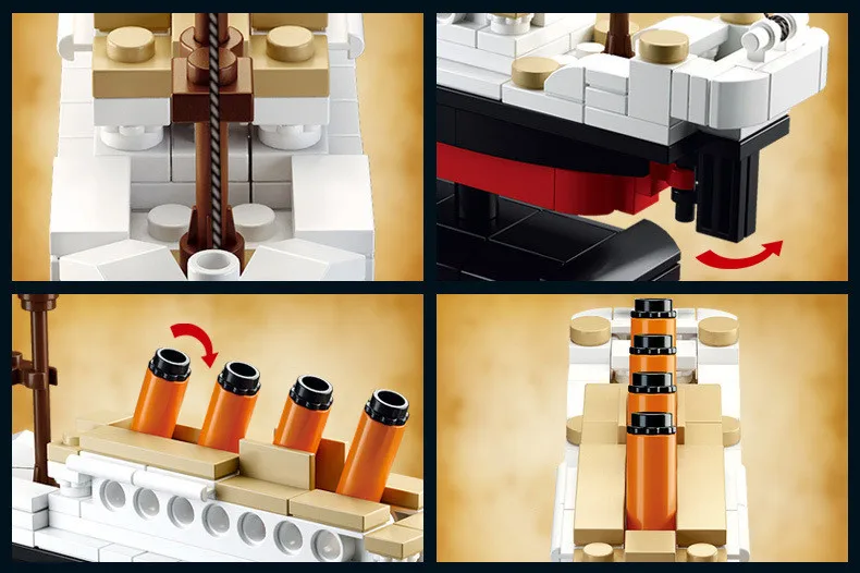 City Series Classic Titanic Ship Small Set Boat Building Blocks DIY Creative Bricks Set Model Toys for Children Christmas Gift