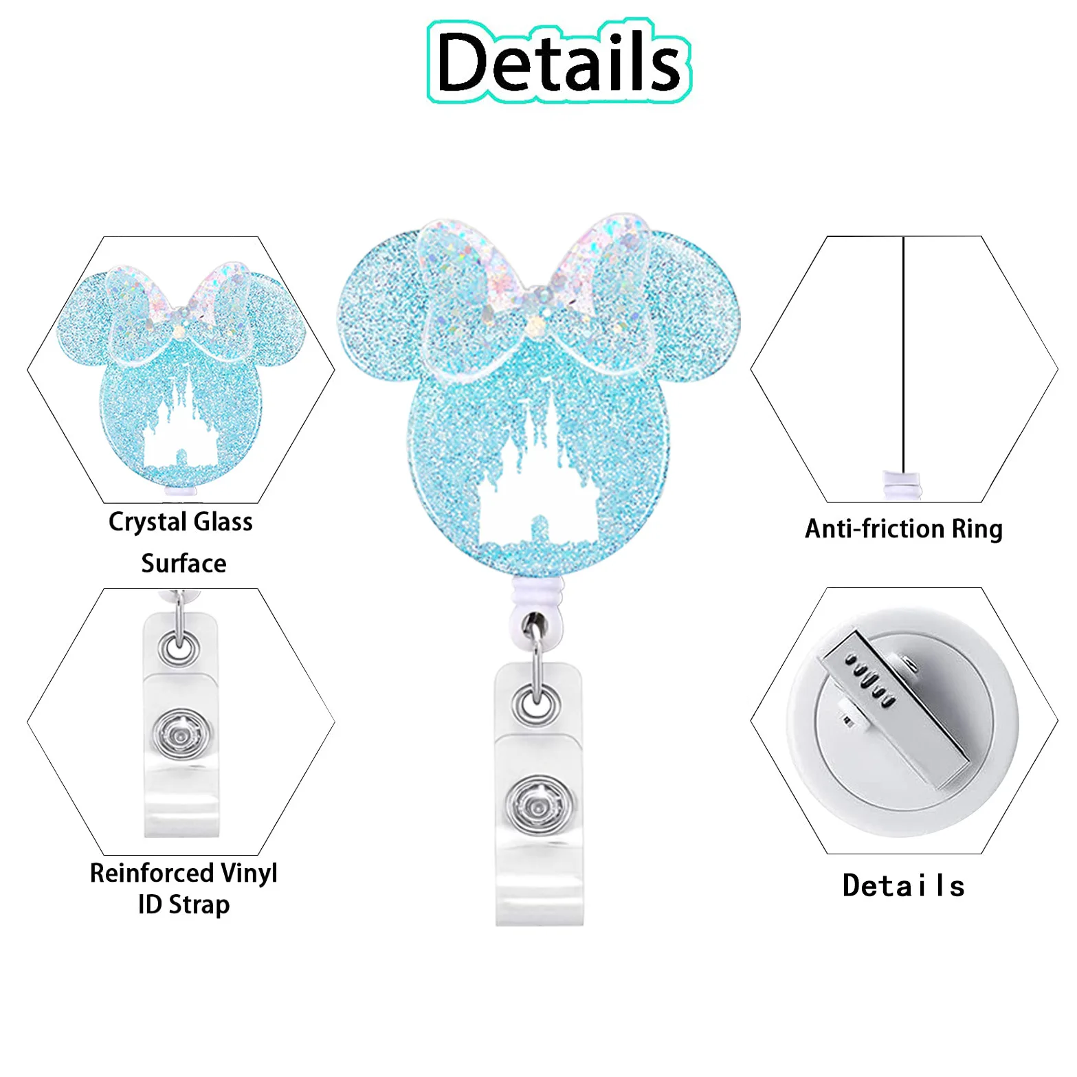 2023 New Design 1 Piece Acylic Retractable Nurse Badge Reel Cute Anime Christmas Name Tag ID Card Holder Keys Lanyard Xmas Gift