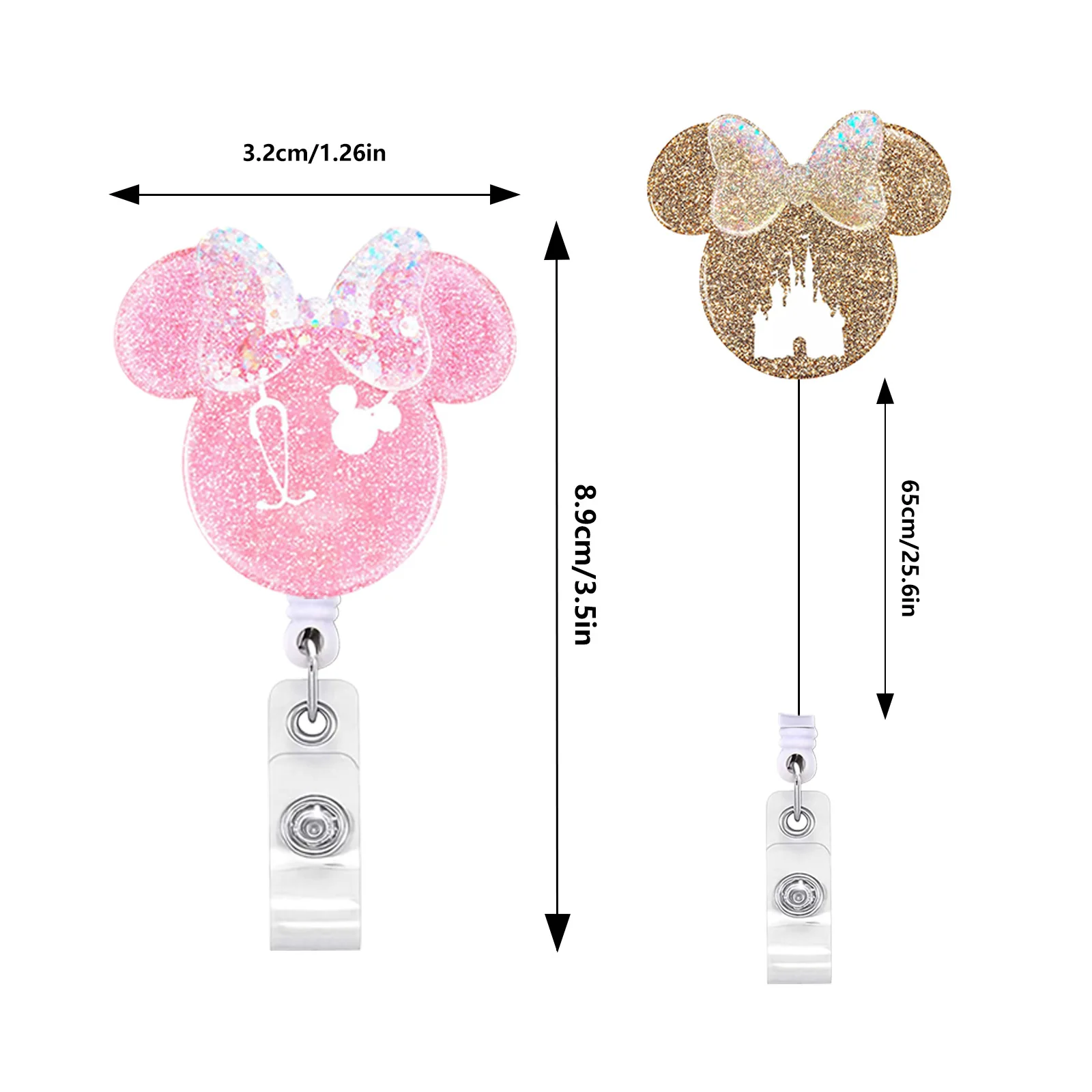 2023 New Design 1 Piece Acylic Retractable Nurse Badge Reel Cute Anime Christmas Name Tag ID Card Holder Keys Lanyard Xmas Gift