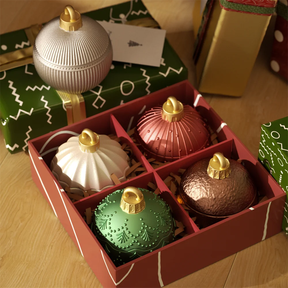 Christmas Twinkle Bauble Candle Jar Silicone Molds for Concrete Jesmonite Cement Reusable Candle Refill Mould DIY Xmas Gifts