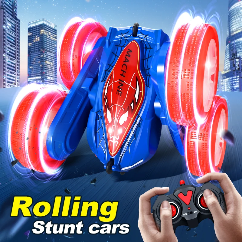 Remote control stunt car Light four-wheel drive double-sided swing arm rolling car Christmas children's toy remote control car