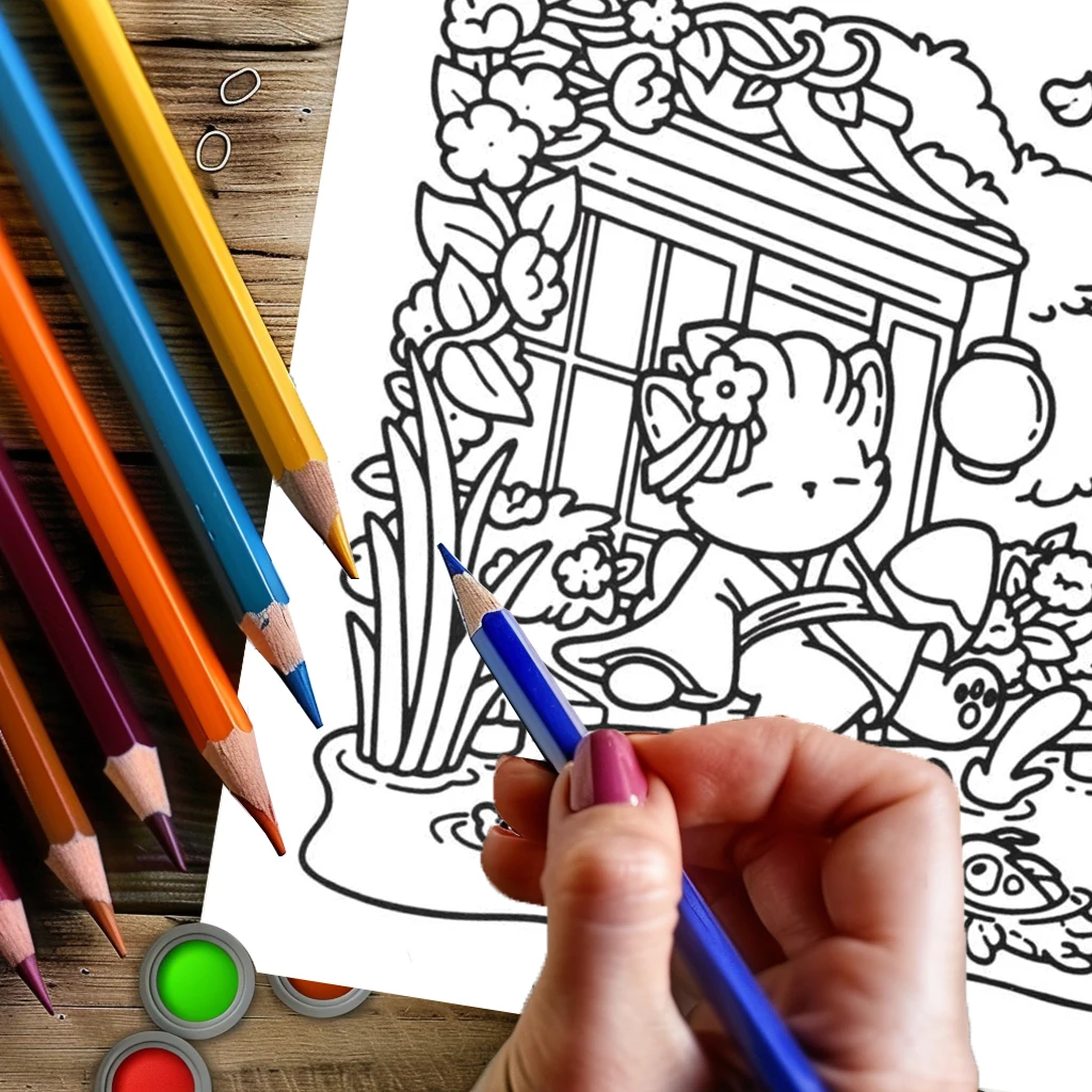 28 Pages Cutie Japan Style Coloring Book for Adult | Colouring Book, Drawing Supplies for Christmas, Thanksgiving
