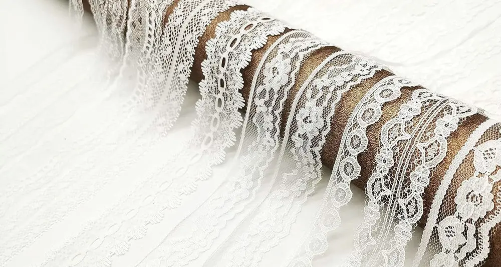 5 Meters Lace Ribbon White Fabric for Gift wrapping Christmas Wedding Decor DIY Crafts Elastic free lace Sewing accessories