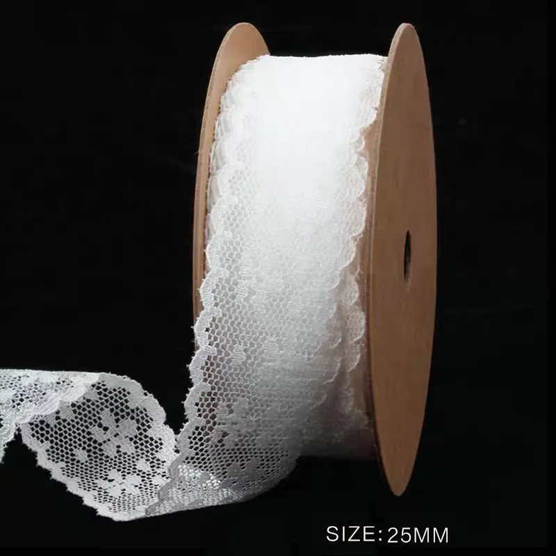 5 Meters Lace Ribbon White Fabric for Gift wrapping Christmas Wedding Decor DIY Crafts Elastic free lace Sewing accessories