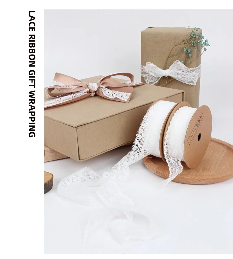 5 Meters Lace Ribbon White Fabric for Gift wrapping Christmas Wedding Decor DIY Crafts Elastic free lace Sewing accessories