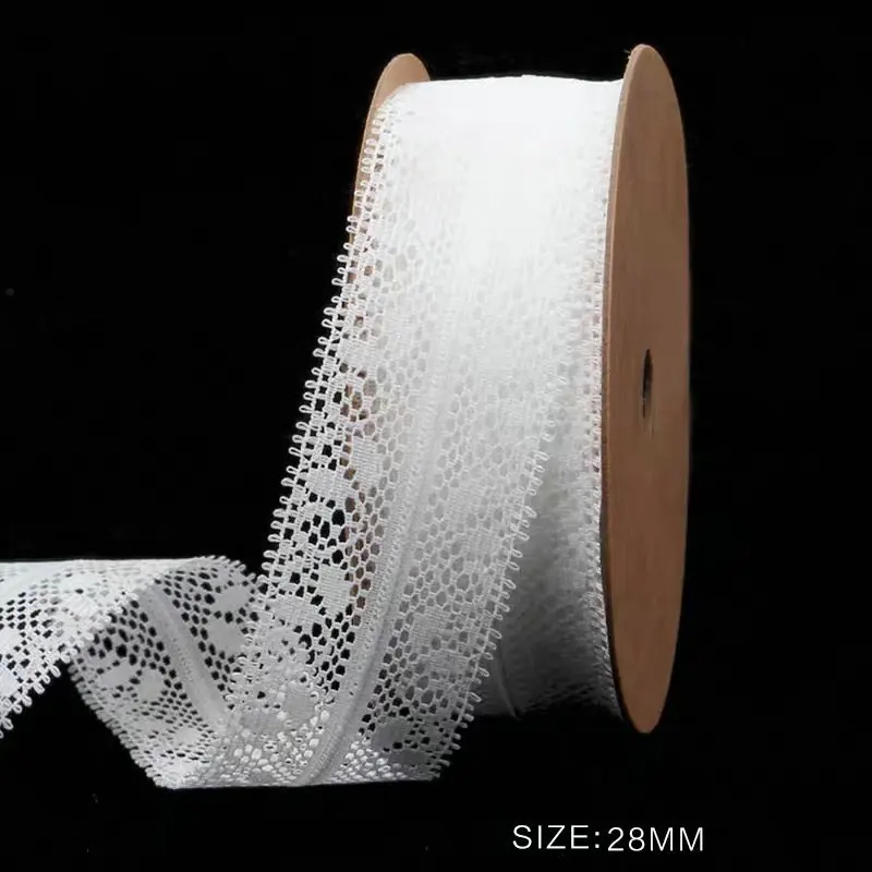 5 Meters Lace Ribbon White Fabric for Gift wrapping Christmas Wedding Decor DIY Crafts Elastic free lace Sewing accessories