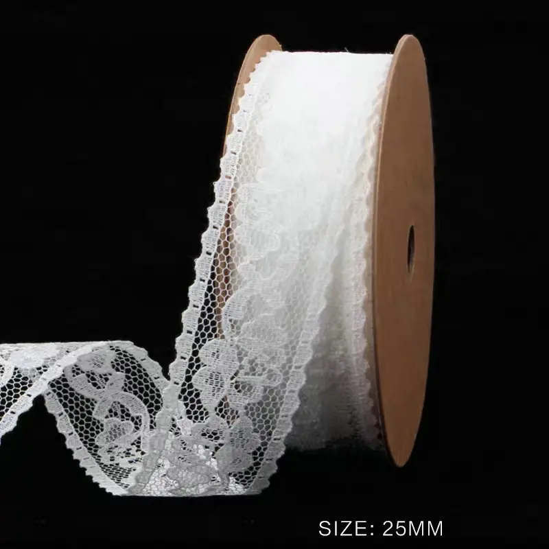 5 Meters Lace Ribbon White Fabric for Gift wrapping Christmas Wedding Decor DIY Crafts Elastic free lace Sewing accessories