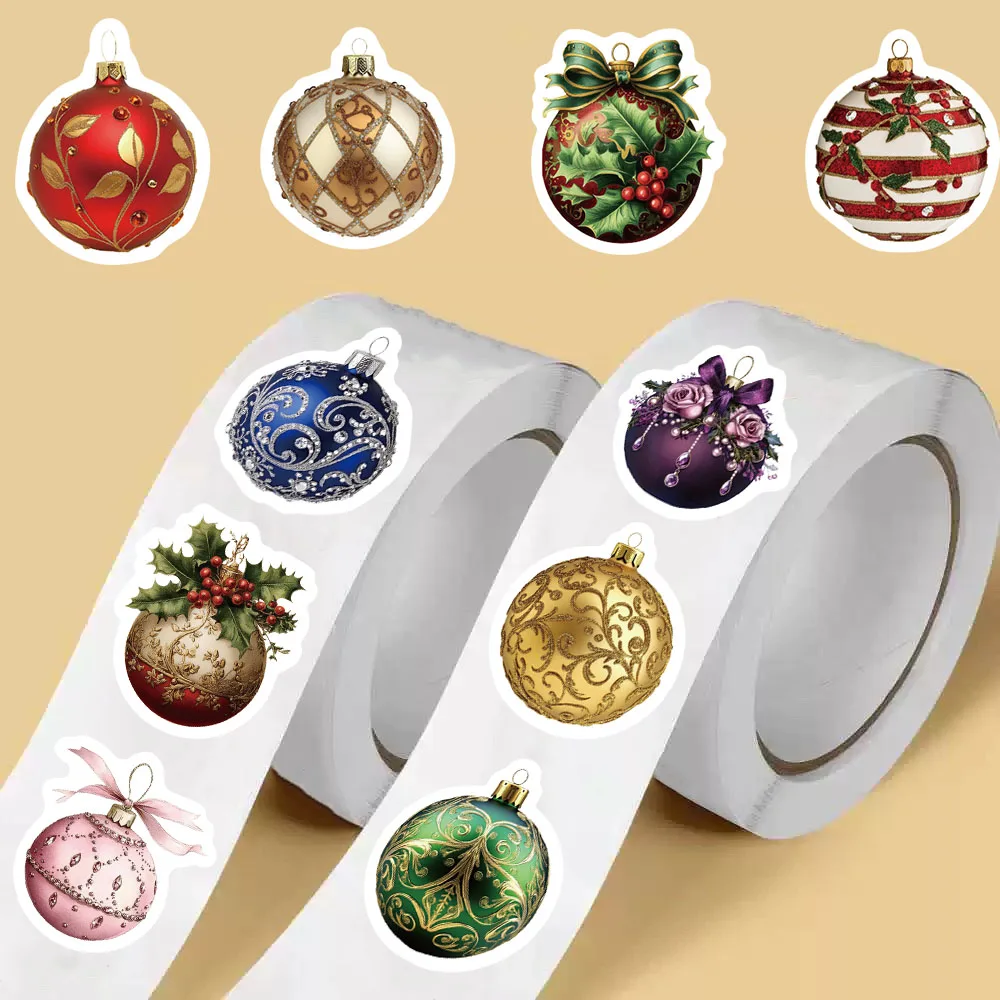 500PCS Christmas Ball Roll Sticker Personalize Landscaping Phone Skateboard Motorcycle Coffee Skateboard Art Retro Dormitory