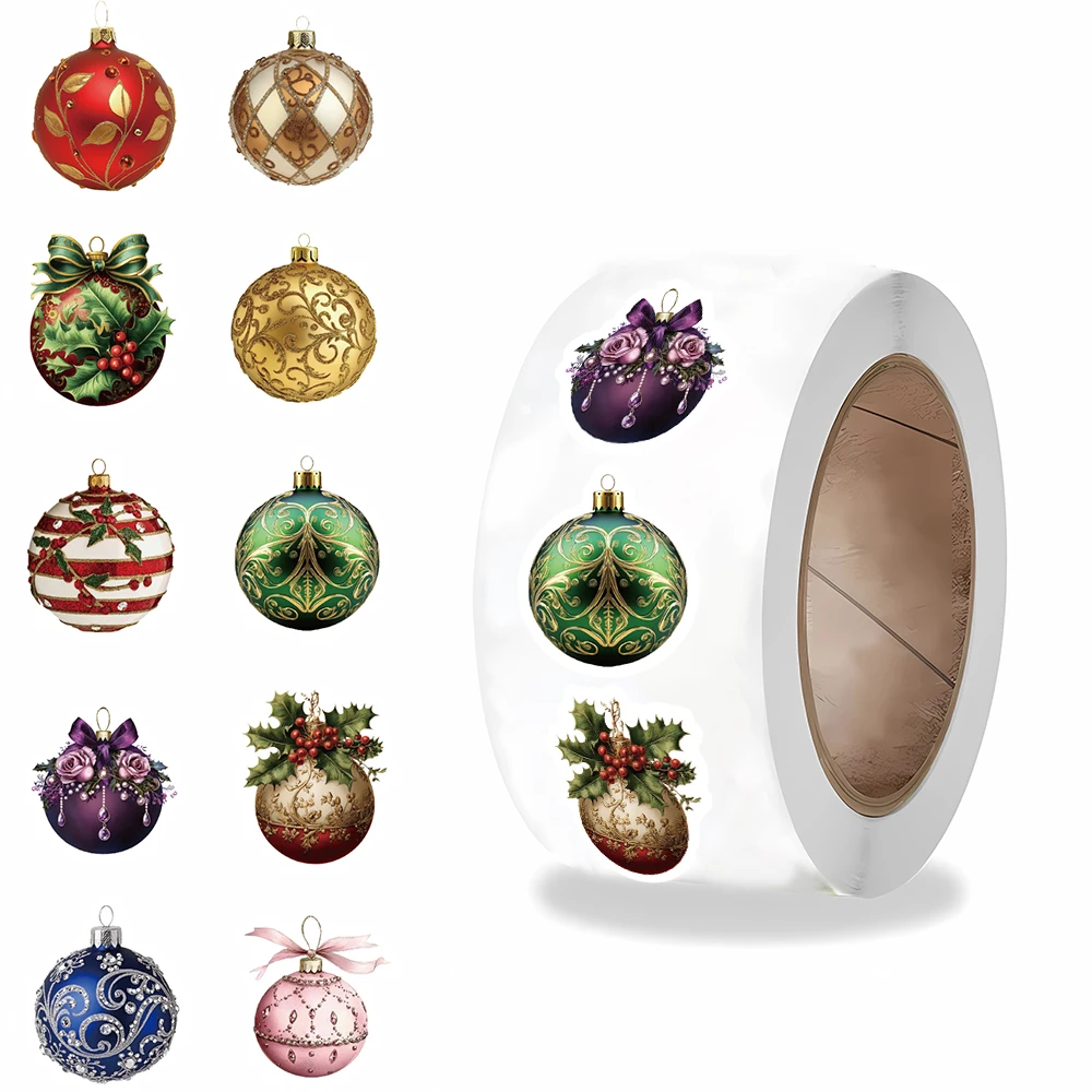 500PCS Christmas Ball Roll Sticker Personalize Landscaping Phone Skateboard Motorcycle Coffee Skateboard Art Retro Dormitory