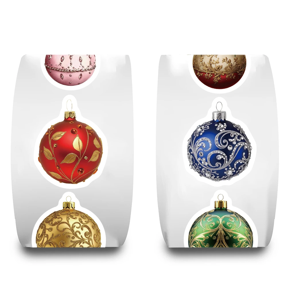 500PCS Christmas Ball Roll Sticker Personalize Landscaping Phone Skateboard Motorcycle Coffee Skateboard Art Retro Dormitory
